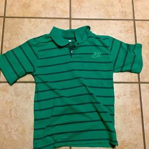 Nike green and black striped button caller Shirt